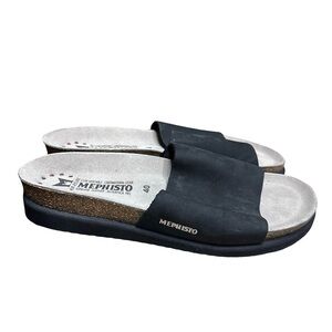 Mephisto Hanik Slide Sandal Size EU 40 US 10 Black Nubuck Leather Cork Comfort